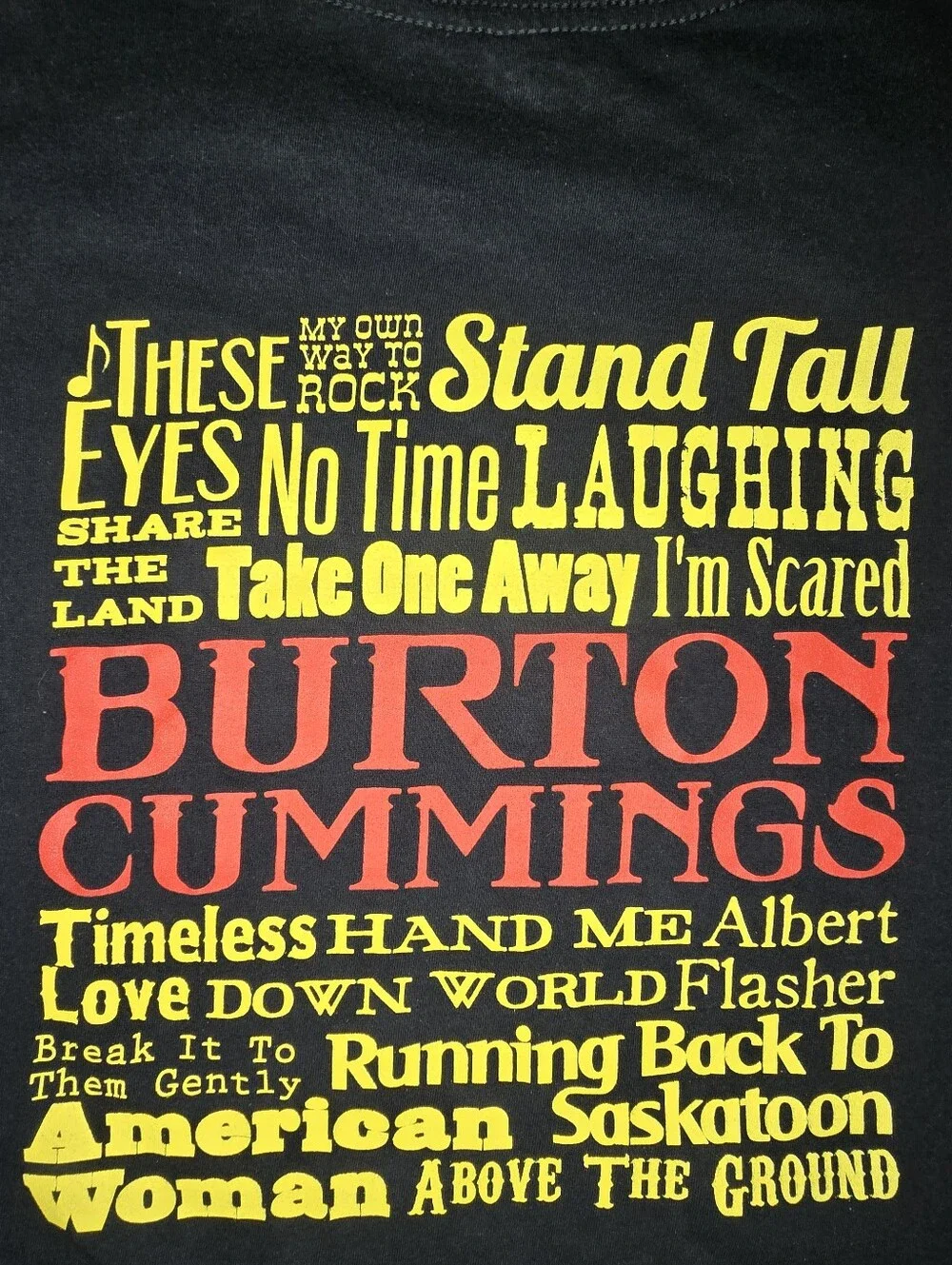 Burton Cummings Graphic Concert T Shirt Black Adult XL Rock Band Music Tee - Picture 6 of 8